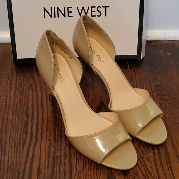 Nine West Neutral Open Toed Pumps - Picture 1 of 6